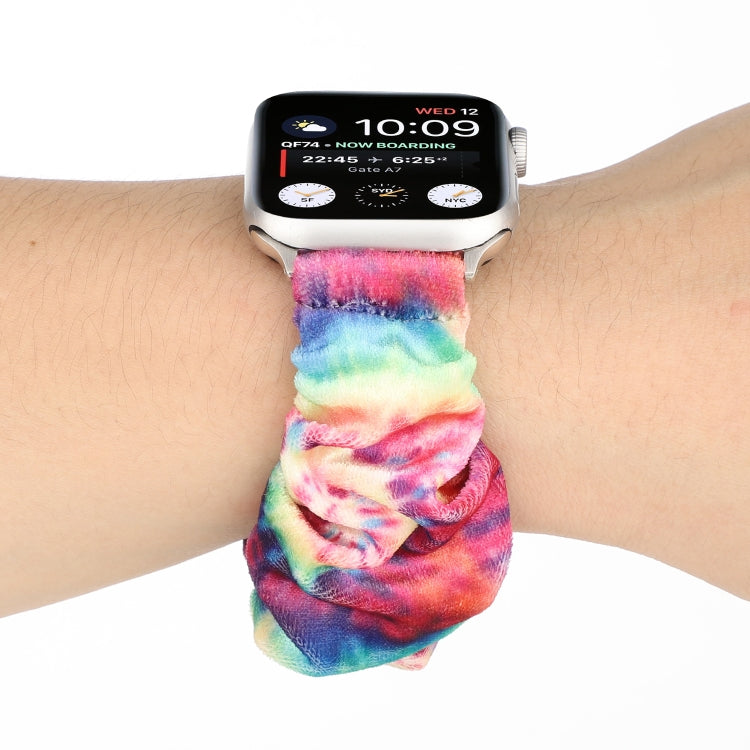 Flannel Hair Ring Strap Watch Band For Apple Watch Series 9&8&7 41mm / SE 3&SE 2&6&SE&5&4 40mm / 3&2&1 38mm(8) by bashfashion