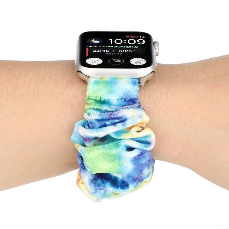 Flannel Hair Ring Strap Watch Band For Apple Watch Series 9&8&7 41mm / SE 3&SE 2&6&SE&5&4 40mm / 3&2&1 38mm(11) by bashfashion