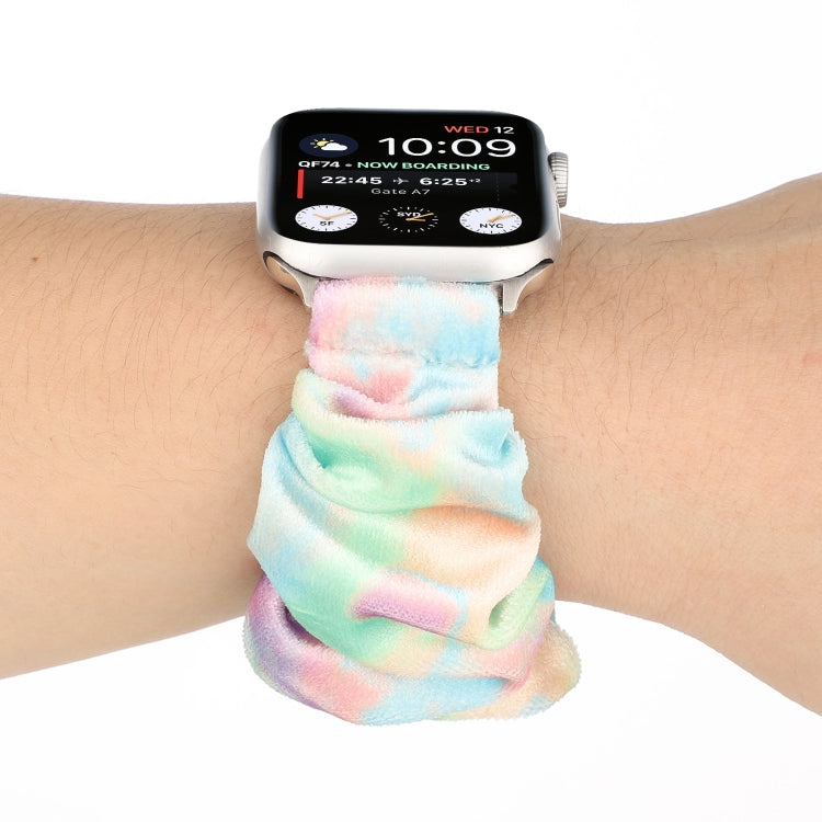 Flannel Hair Ring Strap Watch Band For Apple Watch Series 9&8&7 41mm / SE 3&SE 2&6&SE&5&4 40mm / 3&2&1 38mm(14) by bashfashion