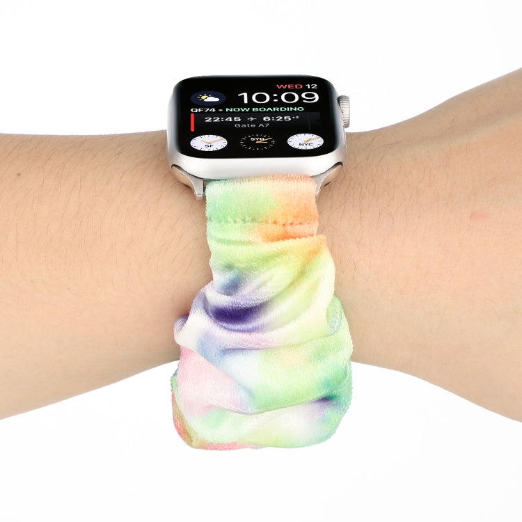 Flannel Hair Ring Strap Watch Band For Apple Watch Series 9&8&7 41mm / SE 3&SE 2&6&SE&5&4 40mm / 3&2&1 38mm(18) by bashfashion