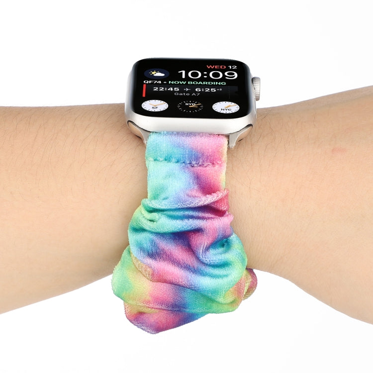 Flannel Hair Ring Strap Watch Band For Apple Watch Series 9&8&7 41mm / SE 3&SE 2&6&SE&5&4 40mm / 3&2&1 38mm(21) by bashfashion