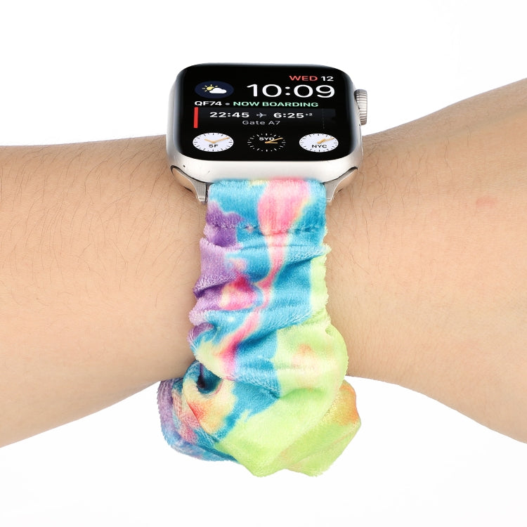 Flannel Hair Ring Strap Watch Band For Apple Watch Series 9&8&7 41mm / SE 3&SE 2&6&SE&5&4 40mm / 3&2&1 38mm(22) by bashfashion