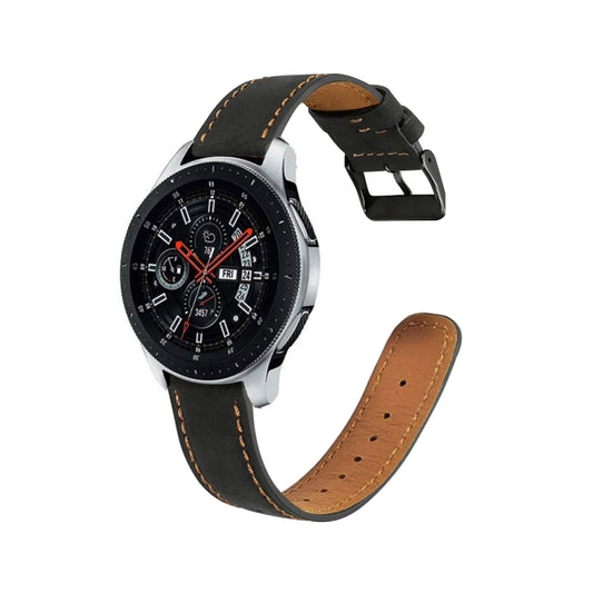 For Samsung Galaxy Watch 3 41mm Round Tail Leather Watch Band(Black) by bashfashion