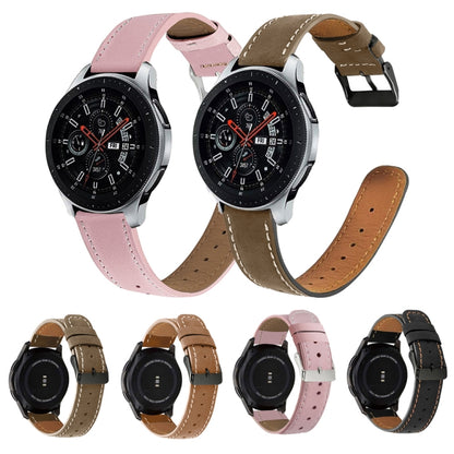 For Samsung Galaxy Watch 3 41mm Round Tail Leather Watch Band(Coffee) by bashfashion