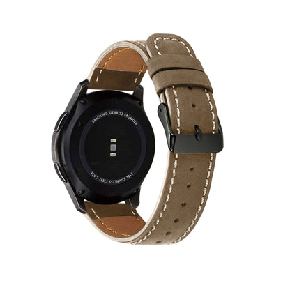 For Samsung Galaxy Watch 3 45mm Round Tail Leather Watch Band(Coffee) by bashfashion