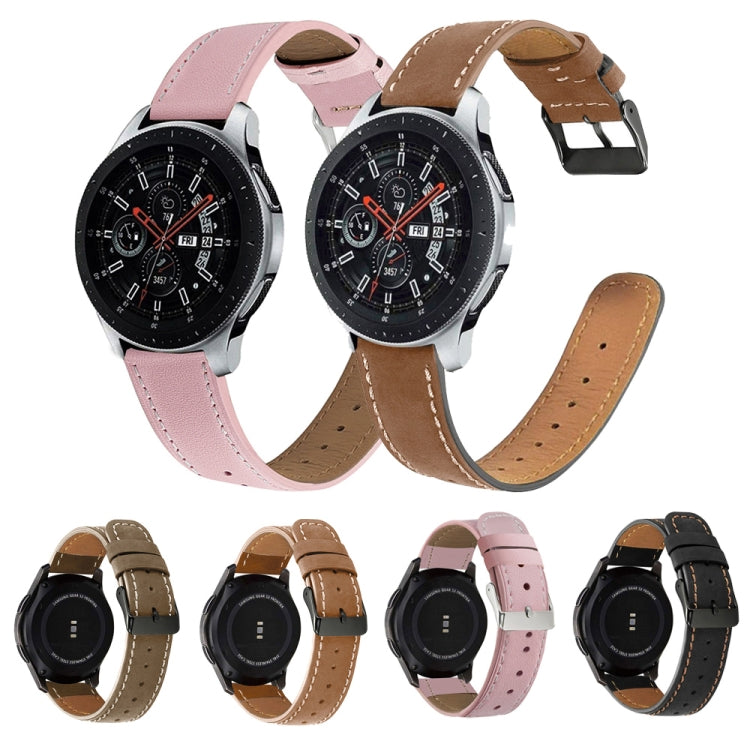 For Samsung Galaxy Watch 3 45mm Round Tail Leather Watch Band(Black) by bashfashion