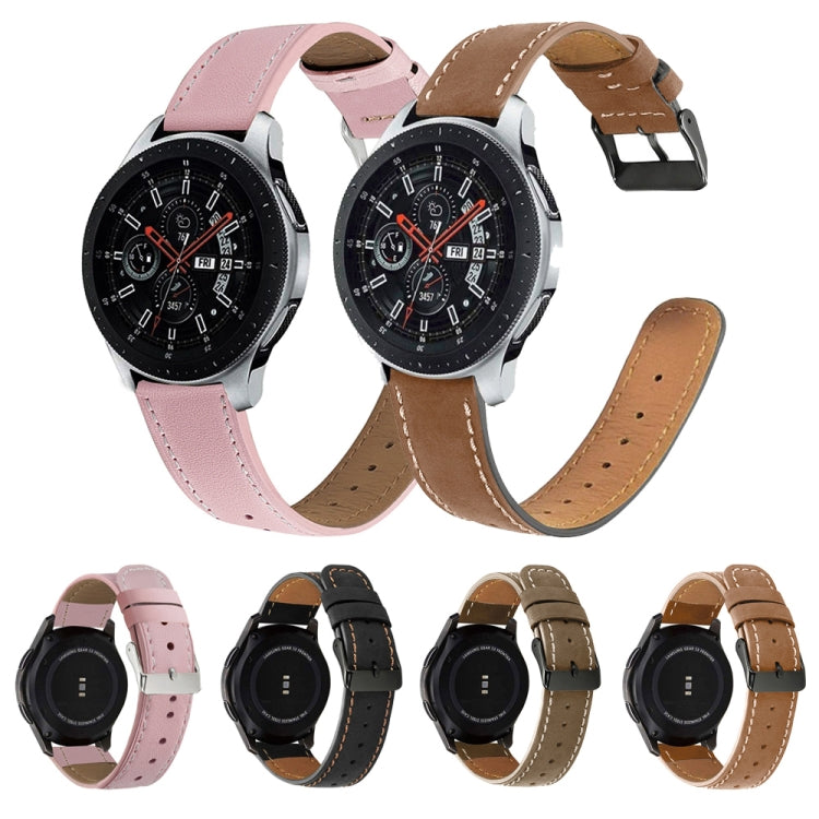 For Samsung Galaxy Watch 42mm Round Tail Genuine Leather Watch Band(Pink) by bashfashion