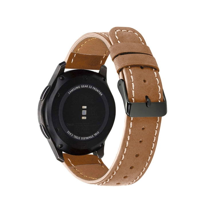 For Samsung Galaxy Watch 46mm Round Tail Leather Watch Band(Brown) by bashfashion