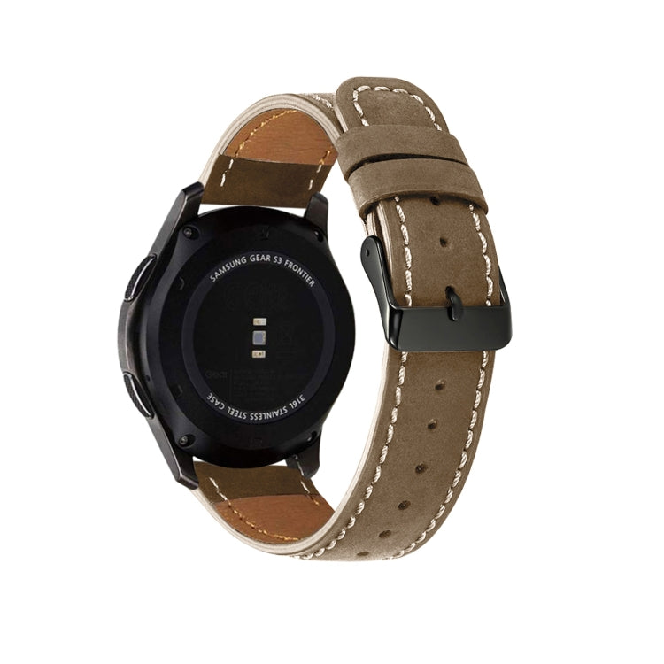 For Samsung Galaxy Watch Active / Active 2 40mm / Active 2 44mm Round Tail Leather Watch Band(Coffee) by bashfashion