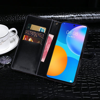 For Huawei P smart 2021 idewei Crocodile Texture Horizontal Flip Leather Case with Holder & Card Slots & Wallet(Dark Blue) by idewei