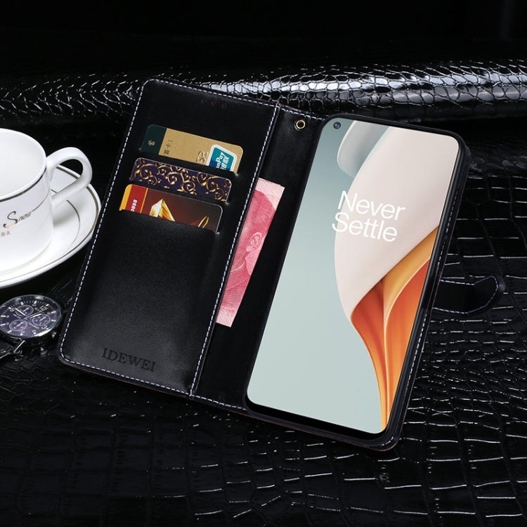 For OnePlus Nord N100 idewei Crocodile Texture Horizontal Flip Leather Case with Holder & Card Slots & Wallet(Dark Blue) by idewei