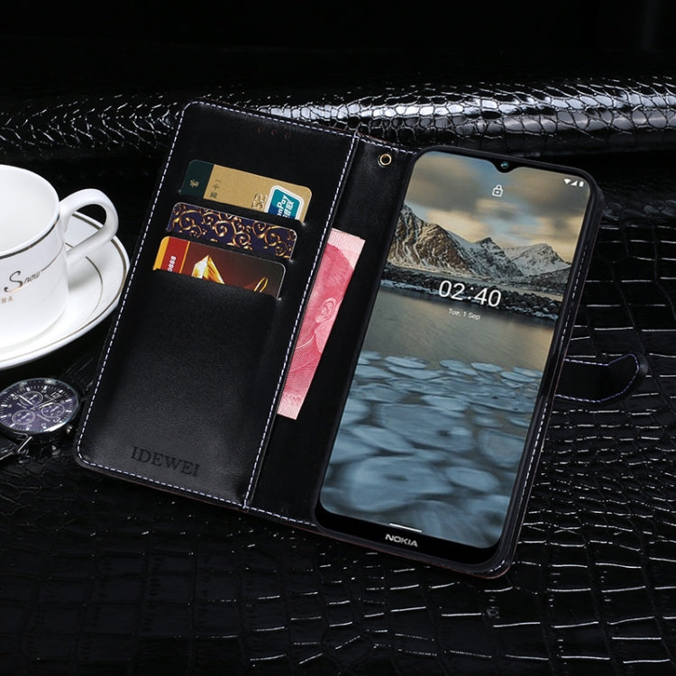 For Nokia 2.4 idewei Crocodile Texture Horizontal Flip Leather Case with Holder & Card Slots & Wallet(Dark Blue) by idewei