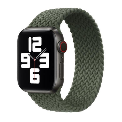 Nylon Single-turn Braided Watch Band For Apple Watch Series 7 41mm / 6 & SE & 5 & 4 40mm / 3 & 2 & 1 38mm, Length:M 145mm(Olive Green) by bashfashion