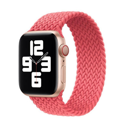 Nylon Single-turn Braided Watch Band For Apple Watch Series 7 41mm / 6 & SE & 5 & 4 40mm / 3 & 2 & 1 38mm, Length:M 145mm(Pink) by bashfashion