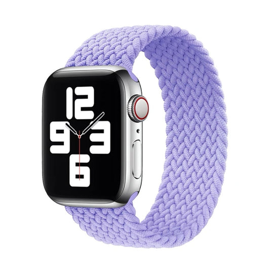 Nylon Single-turn Braided Watch Band For Apple Watch Series 9&8&7 41mm / SE 3&SE 2&6&SE&5&4 40mm / 3&2&1 38mm, Length:M 145mm(British Lavender) by bashfashion