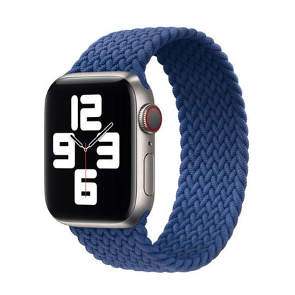 Nylon Single-turn Braided Watch Band For Apple Watch Series 9&8&7 41mm / SE 3&SE 2&6&SE&5&4 40mm / 3&2&1 38mm, Length:L 155mm(Blue) by bashfashion