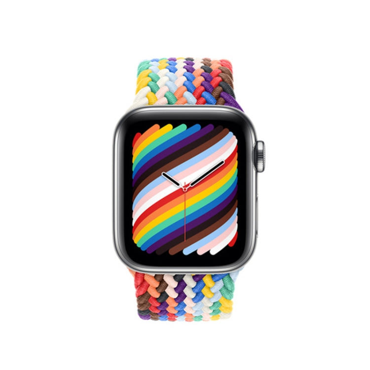 Nylon Single-turn Braided Watch Band For Apple Watch Ultra 49mm&Watch Ultra 2 49mm / Series 9&8&7 45mm / SE 3&SE 2&6&SE&5&4 44mm / 3&2&1 42mm, Length:L 170mm(Rainbow Color) by bashfashion