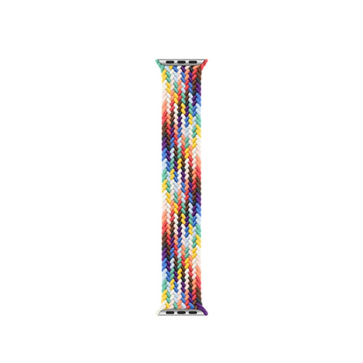 Nylon Single-turn Braided Watch Band For Apple Watch Ultra 49mm&Watch Ultra 2 49mm / Series 9&8&7 45mm / SE 3&SE 2&6&SE&5&4 44mm / 3&2&1 42mm, Length:L 170mm(Rainbow Color) by bashfashion