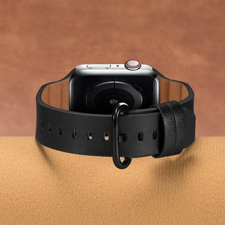 Genuine Leather Watch Bands For Apple Watch Series 7 45mm / 6 & SE & 5 & 4 44mm / 3 & 2 & 1 42mm(Black) by bashfashion