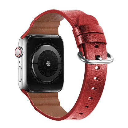 Genuine Leather Watch Bands For Apple Watch Series 7 45mm / 6 & SE & 5 & 4 44mm / 3 & 2 & 1 42mm(Red) by bashfashion
