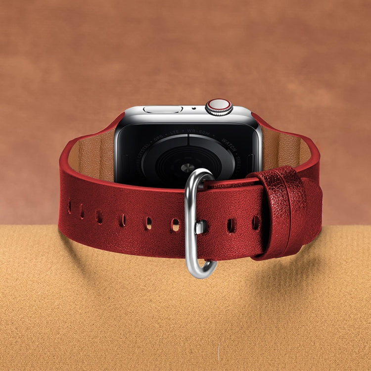 Genuine Leather Watch Bands For Apple Watch Series 7 45mm / 6 & SE & 5 & 4 44mm / 3 & 2 & 1 42mm(Red) by bashfashion