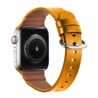 Genuine Leather Watch Bands For Apple Watch Series 7 45mm / 6 & SE & 5 & 4 44mm / 3 & 2 & 1 42mm(Yellow) by bashfashion