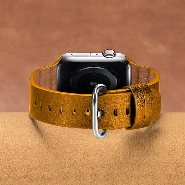 Genuine Leather Watch Bands For Apple Watch Series 7 45mm / 6 & SE & 5 & 4 44mm / 3 & 2 & 1 42mm(Yellow) by bashfashion
