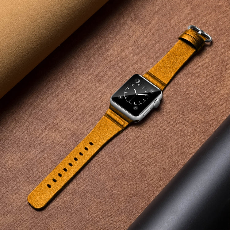 Genuine Leather Watch Bands For Apple Watch Series 7 45mm / 6 & SE & 5 & 4 44mm / 3 & 2 & 1 42mm(Yellow) by bashfashion