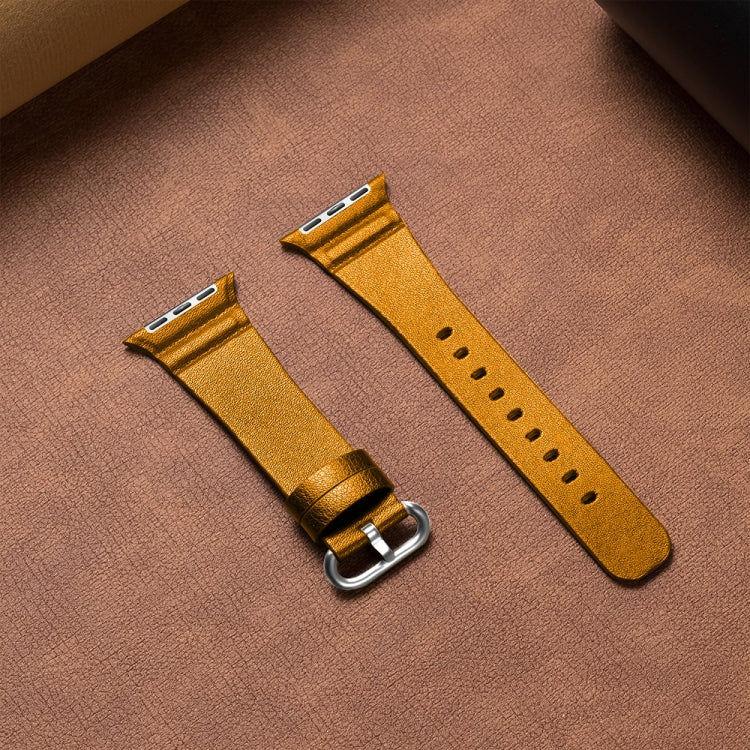 Genuine Leather Watch Bands For Apple Watch Series 7 45mm / 6 & SE & 5 & 4 44mm / 3 & 2 & 1 42mm(Yellow) by bashfashion