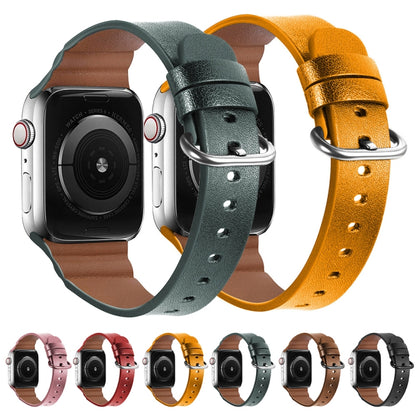 Genuine Leather Watch Bands For Apple Watch Series 7 45mm / 6 & SE & 5 & 4 44mm / 3 & 2 & 1 42mm(Yellow) by bashfashion
