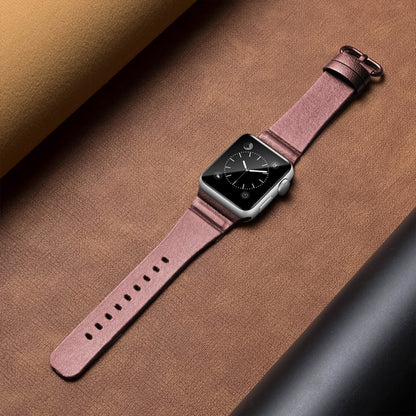 Genuine Leather Watch Bands For Apple Watch Series 7 41mm / 6 & SE & 5 & 4 40mm / 3 & 2 & 1 38mm(Pink) by bashfashion