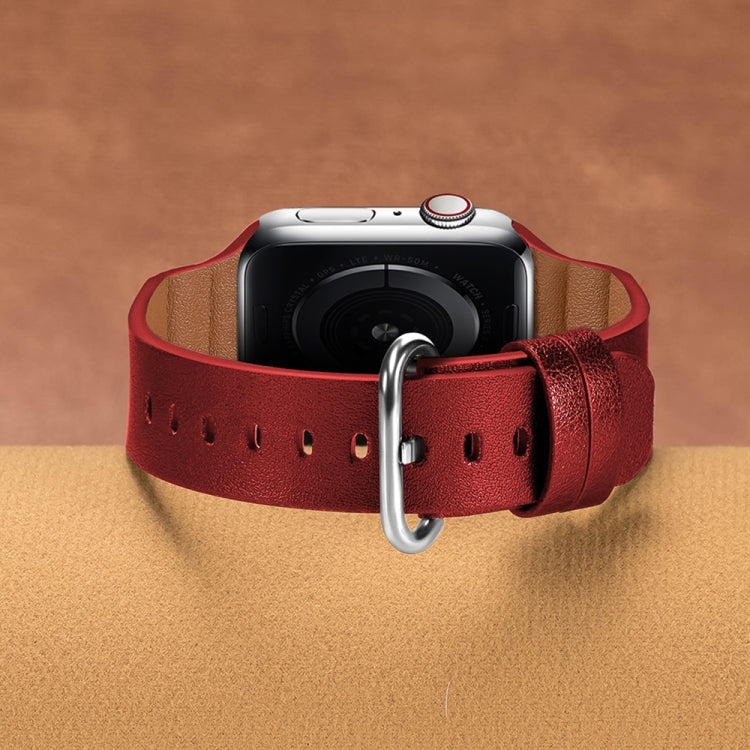 Genuine Leather Watch Bands For Apple Watch Series 7 41mm / 6 & SE & 5 & 4 40mm / 3 & 2 & 1 38mm(Red) by bashfashion