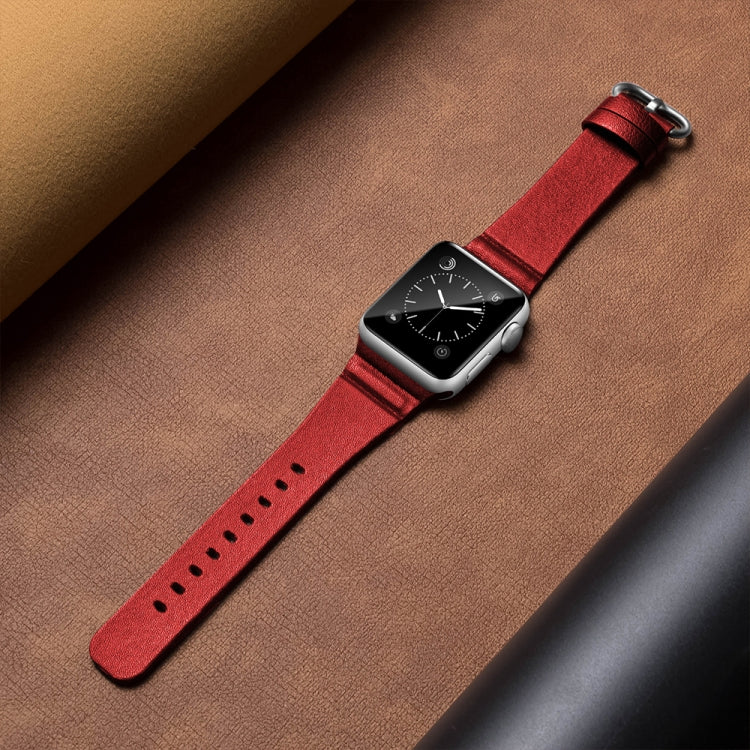 Genuine Leather Watch Bands For Apple Watch Series 7 41mm / 6 & SE & 5 & 4 40mm / 3 & 2 & 1 38mm(Red) by bashfashion