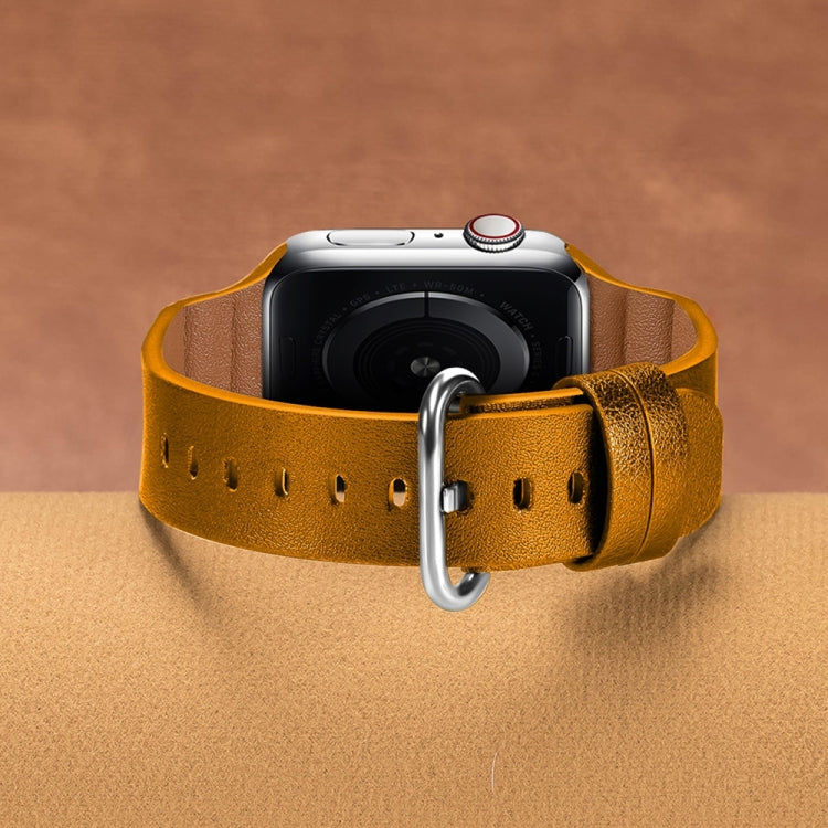 Genuine Leather Watch Bands For Apple Watch Series 7 41mm / 6 & SE & 5 & 4 40mm / 3 & 2 & 1 38mm(Yellow) by bashfashion