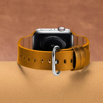 Genuine Leather Watch Bands For Apple Watch Series 7 41mm / 6 & SE & 5 & 4 40mm / 3 & 2 & 1 38mm(Yellow) by bashfashion