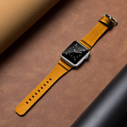 Genuine Leather Watch Bands For Apple Watch Series 7 41mm / 6 & SE & 5 & 4 40mm / 3 & 2 & 1 38mm(Yellow) by bashfashion