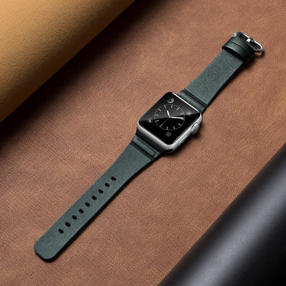 Genuine Leather Watch Bands For Apple Watch Series 7 41mm / 6 & SE & 5 & 4 40mm / 3 & 2 & 1 38mm(Green) by bashfashion