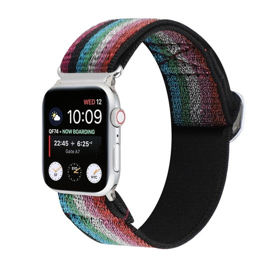 Metal Japanese Buckle Elastic Nylon Watch Band For Apple Watch Series 9&8&7 41mm / SE 3&SE 2&6&SE&5&4 40mm / 3&2&1 38mm(12) by bashfashion
