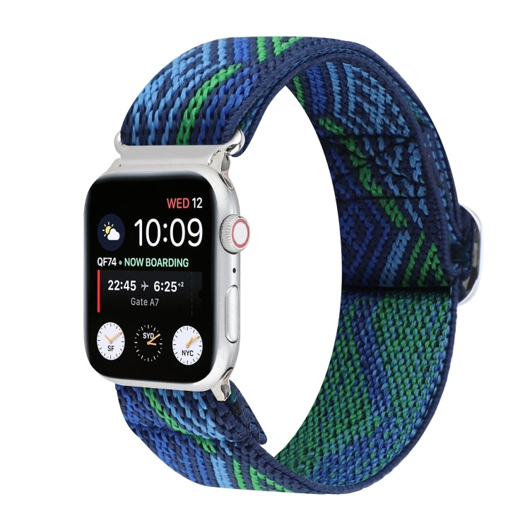 Metal Japanese Buckle Elastic Nylon Watch Band For Apple Watch Series 9&8&7 41mm / SE 3&SE 2&6&SE&5&4 40mm / 3&2&1 38mm(19) by bashfashion