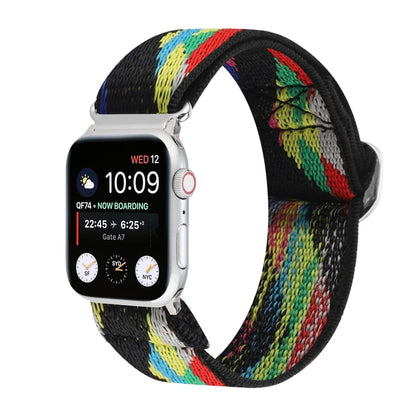 Metal Japanese Buckle Elastic Nylon Watch Band For Apple Watch Series 9&8&7 41mm / SE 3&SE 2&6&SE&5&4 40mm / 3&2&1 38mm(20) by bashfashion