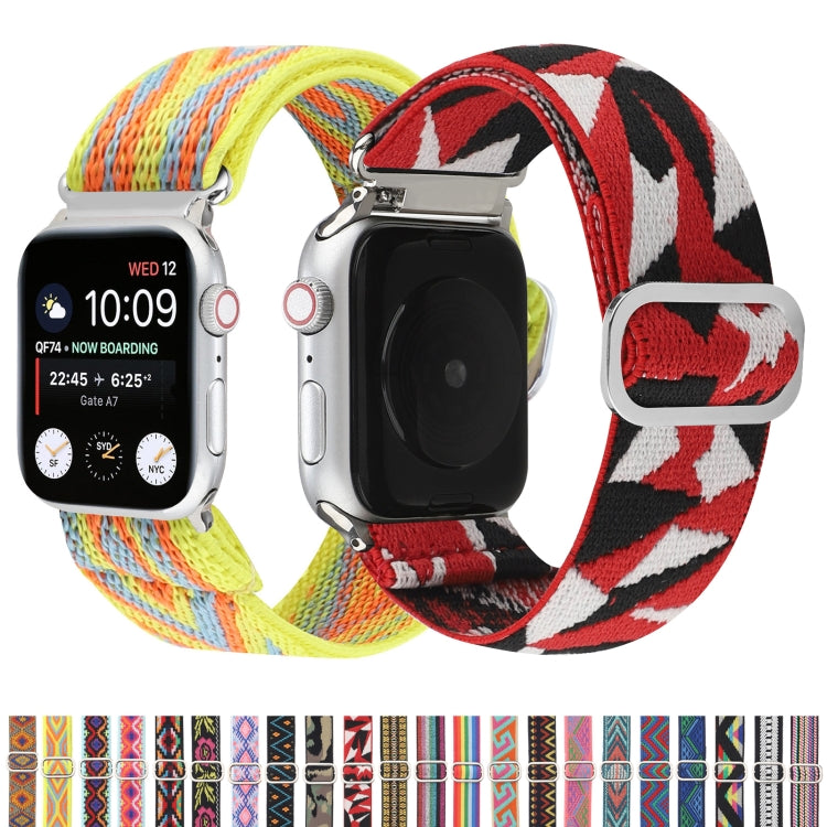Metal Japanese Buckle Elastic Nylon Watch Band For Apple Watch Series 9&8&7 41mm / SE 3&SE 2&6&SE&5&4 40mm / 3&2&1 38mm(19) by bashfashion