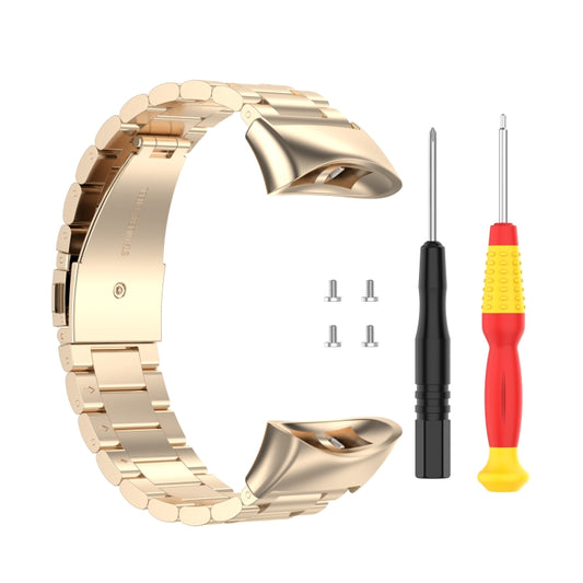 For Garmin Forerunner 45 / 45S / Swim 2 Universal Three Beads Stainless Steel Watch Band(Champagne Gold) by bashfashion