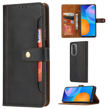 For Huawei P smart 2021 Calf Texture Double Fold Clasp Horizontal Flip Leather Case with Photo Frame & Holder & Card Slots & Wallet(Black) by idewei