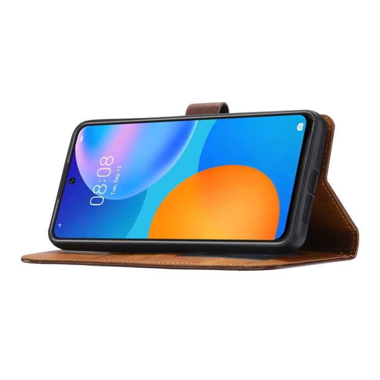 For Huawei P smart 2021 Calf Texture Double Fold Clasp Horizontal Flip Leather Case with Photo Frame & Holder & Card Slots & Wallet(Black) by idewei