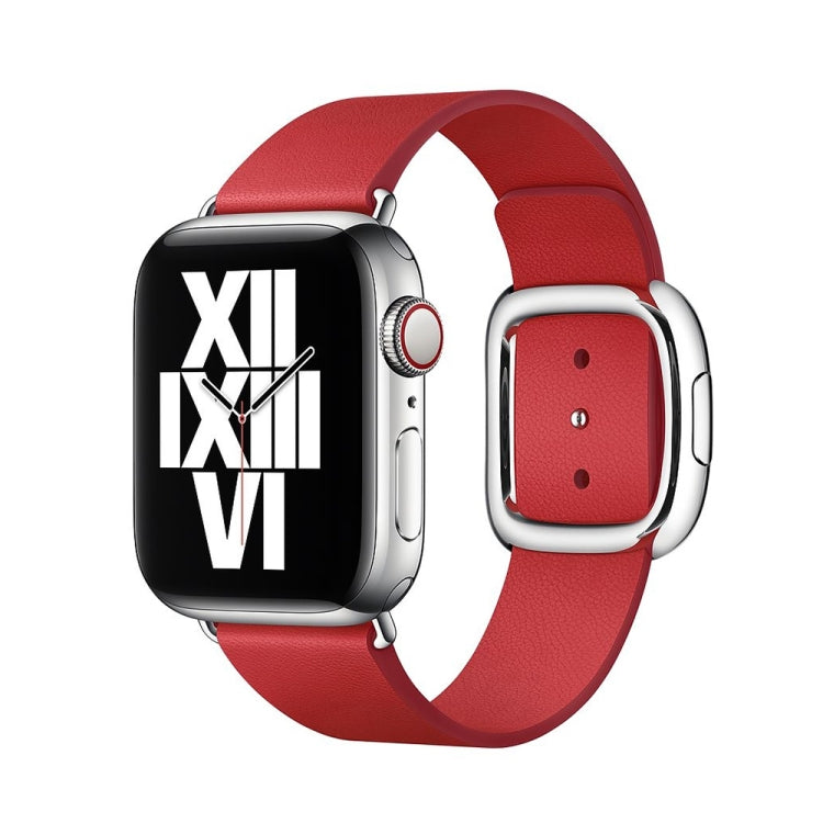Modern Style Leather Watch Band For Apple Watch 49mm / 46mm / 45mm / 44mm / 42mm(Red) by bashfashion