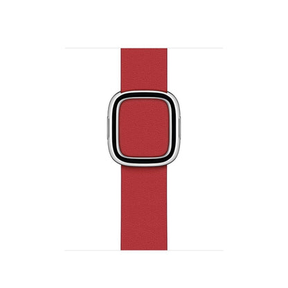 Modern Style Leather Watch Band For Apple Watch 49mm / 46mm / 45mm / 44mm / 42mm(Red) by bashfashion