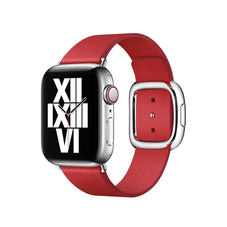 Modern Style Leather Watch Band For Apple Watch 49mm / 46mm / 45mm / 44mm / 42mm(Red) by bashfashion