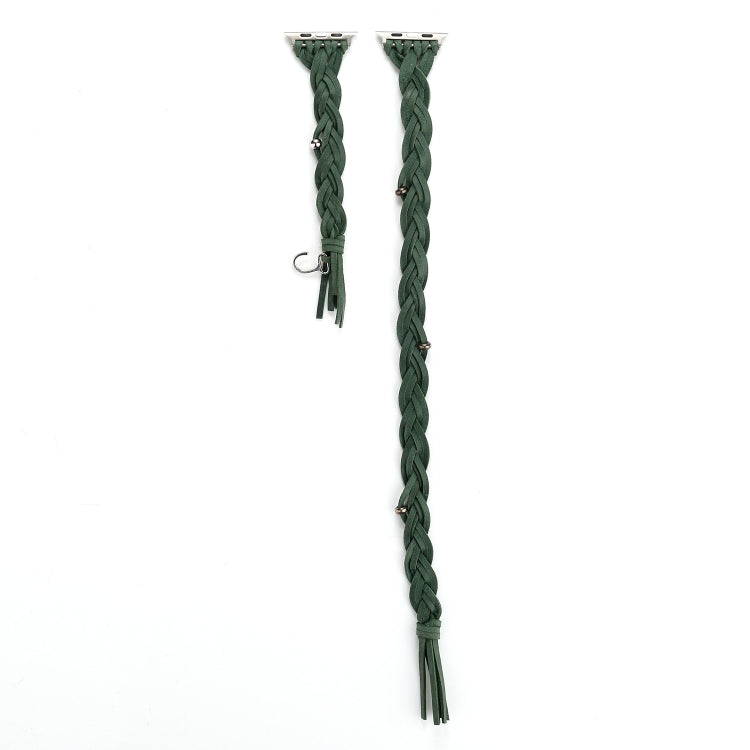 Hand-woven Leather Watch Band For Apple Watch Series 9&8&7 41mm / SE 3&SE 2&6&SE&5&4 40mm / 3&2&1 38mm(Green) by bashfashion