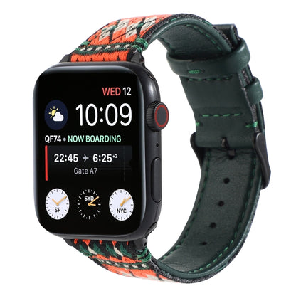 Ethnic Leather Watch Band For Apple Watch Series 7 41mm / 6 & SE & 5 & 4 40mm / 3 & 2 & 1 38mm(Dark Green) by bashfashion