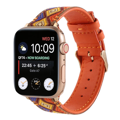 Ethnic Leather Watch Band For Apple Watch Series 7 45mm / 6 & SE & 5 & 4 44mm / 3 & 2 & 1 42mm(Orange) by bashfashion